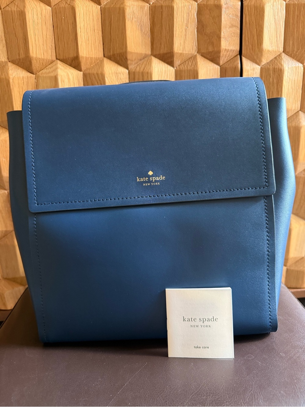 Kate Spade Navy Leather Flap Backpack